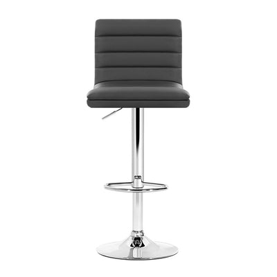Artiss Set of 4 PU Leather Lined Pattern Bar Stools- Grey and Chrome