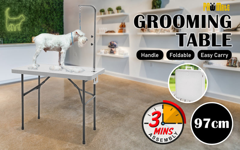Pet Grooming Salon Table Foldable 97cm Dog Cat WHITE