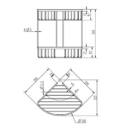 2-Tier Corner Bathroom Basket Shelf Rail Rack