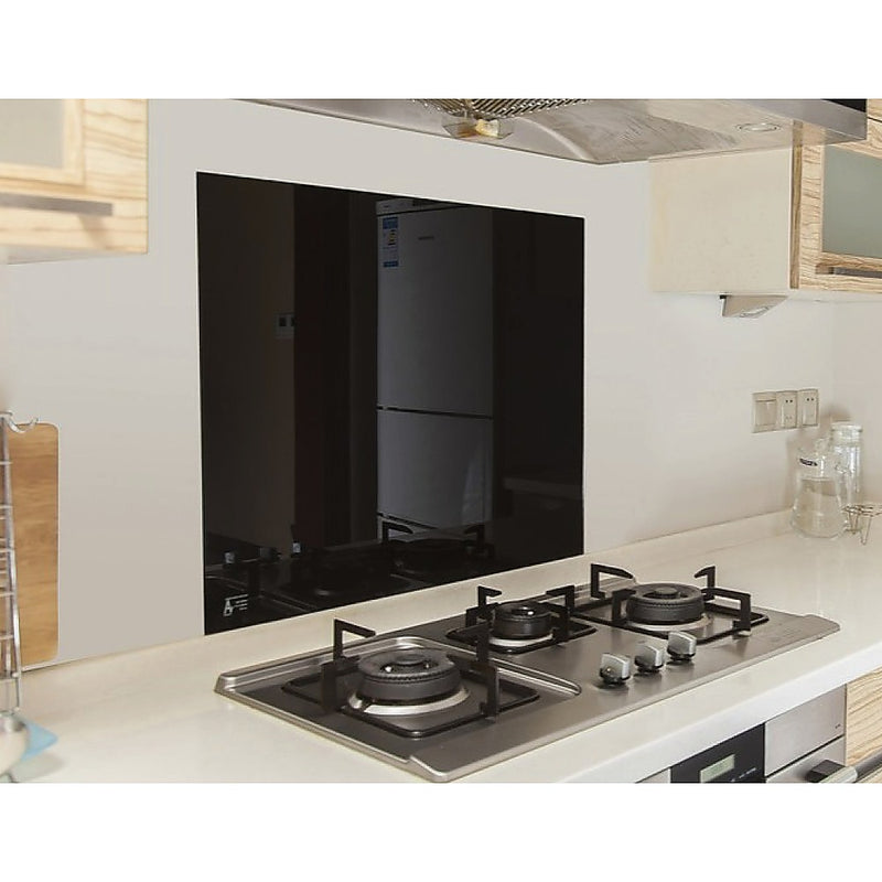 Toughened 60cm x 75cm Black Glass Kitchen Splashback